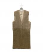 Ameriアメリ）の古着「FABRIC BLOCKING LONG BOA VEST」｜ブラウン