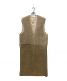 Ameri（アメリ）の古着「FABRIC BLOCKING LONG BOA VEST」｜ブラウン