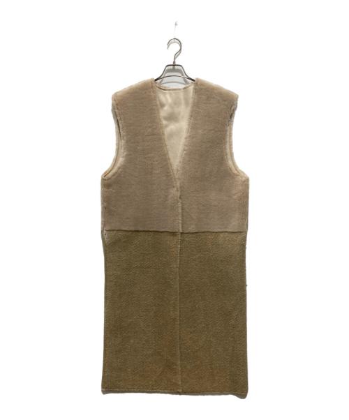 Ameri（アメリ）AMERI (アメリ) FABRIC BLOCKING LONG BOA VEST ブラウン サイズ:Mの古着・服飾アイテム