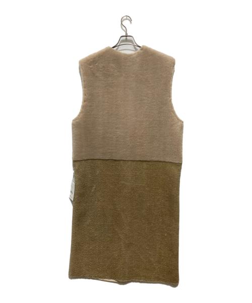 Ameri（アメリ）AMERI (アメリ) FABRIC BLOCKING LONG BOA VEST ブラウン サイズ:Mの古着・服飾アイテム