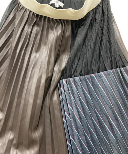UN3D.（アンスリード）UN3D. (アンスリード) PATCH WORK PLEATS SK/スカート ブラック×ブラウン サイズ:36の古着・服飾アイテム
