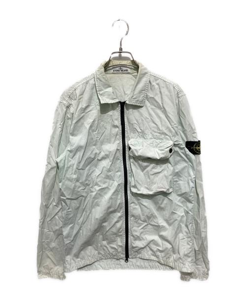 STONE ISLAND（ストーンアイランド）STONE ISLAND (ストーンアイランド) コットン ガーメントダイジップオーバーシャツ グリーン サイズ:Mの古着・服飾アイテム