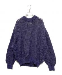 JOHN MASON SMITH×JANE SMITH（ジョンメイソンスミス×ジェーンスミス）の古着「5Gモヘアグリッドメッシュクルーネックニット」｜ネイビー
