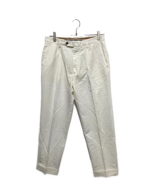 GERMANO（ジェルマーノ）GERMANO (ジェルマーノ) BEAMS (ビームス) 別注コットンリネンワイドスラックス ホワイト サイズ:46の古着・服飾アイテム