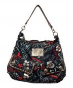 COACHコーチ）の古着「Poppy Graffiti Glam 2way Hobo Bag / POPPY ワンショルダー ショルダーバッグ」｜ブラック