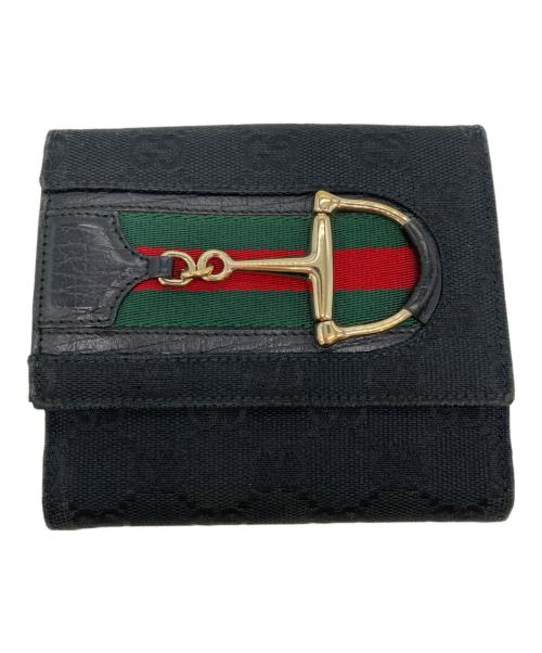 GUCCI（グッチ）GUCCI (グッチ) ホースビット Wホック 二つ折り財布 ブラック サイズ:OneSizeの古着・服飾アイテム