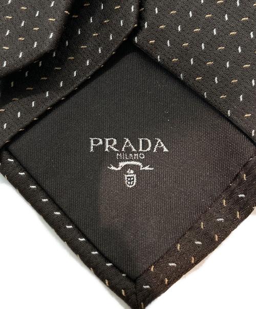 PRADA（プラダ）PRADA (プラダ) マイクロ幾何学ドット柄ネクタイ ブラウン サイズ:FREEの古着・服飾アイテム