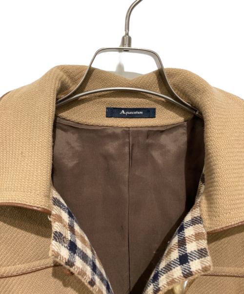 Aquascutum（アクアスキュータム）Aquascutum (アクアスキュータム) クラブチェックダッフルコート ブラウン サイズ:6Fの古着・服飾アイテム