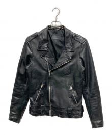 ALL SAINTS（オールセインツ）の古着「シワ加工シープレザー ダブルライダース」｜ブラック