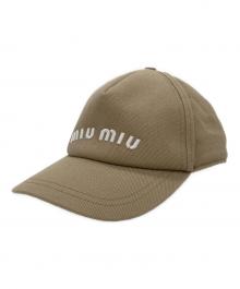 MIU MIU（ミュウミュウ）の古着「ドリル ベースボールキャップ」｜ブラウン