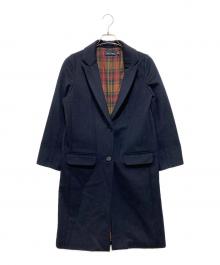 FRED PERRY（フレッドペリー）の古着「裏チェックチェスターコート」｜ネイビー