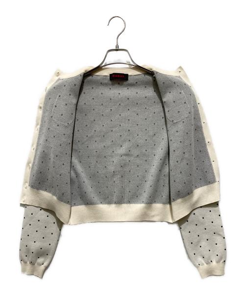CABAN（キャバン）CABaN (キャバン) コットンカシミヤ ドットジャカードクルーネックカーディガン ホワイト サイズ:FREEの古着・服飾アイテム