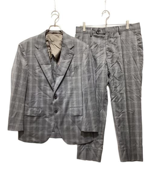 五大陸（ゴタイリク）五大陸 (ゴタイリク) チェック2Bスーツ グレー サイズ:34L(AB4)の古着・服飾アイテム