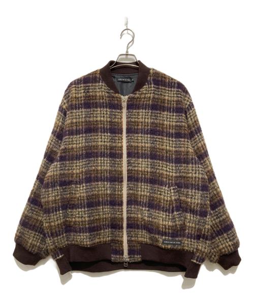 always out of stock（オールウェイズ アウト オブ ストック）Always Out Of Stock (オールウェイズ アウト オブ ストック) シャギーチェックジップブルゾン ブラウン サイズ:XLの古着・服飾アイテム