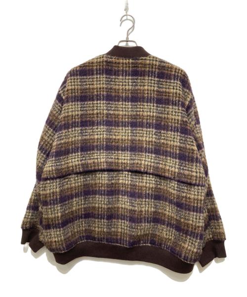 always out of stock（オールウェイズ アウト オブ ストック）Always Out Of Stock (オールウェイズ アウト オブ ストック) シャギーチェックジップブルゾン ブラウン サイズ:XLの古着・服飾アイテム
