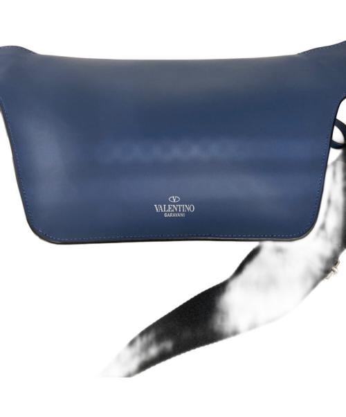VALENTINO（ヴァレンティノ）VALENTINO (ヴァレンティノ) VLTN レザーボディーバッグ ネイビーの古着・服飾アイテム