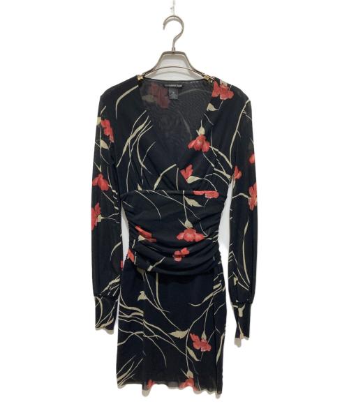 VIVIENNE TAM（ヴィヴィアンタム）VIVIENNE TAM (ヴィヴィアンタム) パワーネットフラワープリントワンピース ブラックの古着・服飾アイテム