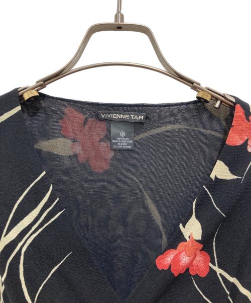 VIVIENNE TAM（ヴィヴィアンタム）VIVIENNE TAM (ヴィヴィアンタム) パワーネットフラワープリントワンピース ブラックの古着・服飾アイテム