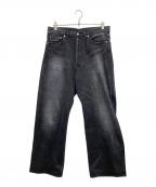 Graphpaperグラフペーパー）の古着「Selvage Denim Five Pocket Wide Straight Pants」｜ブラック