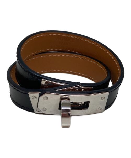 HERMES（エルメス）HERMES (エルメス) ケリードゥブルトゥールレザーブレスレット ブラック サイズ:T1の古着・服飾アイテム