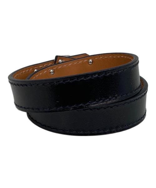 HERMES（エルメス）HERMES (エルメス) ケリードゥブルトゥールレザーブレスレット ブラック サイズ:T1の古着・服飾アイテム