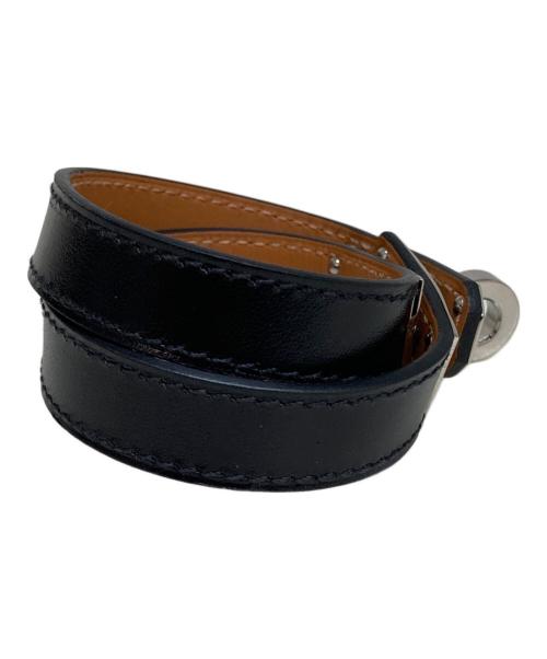 HERMES（エルメス）HERMES (エルメス) ケリードゥブルトゥールレザーブレスレット ブラック サイズ:T1の古着・服飾アイテム