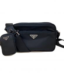 PRADA（プラダ）の古着「Re-nylon Xサフィアーノレザー ショルダーバッグ」｜ブラック