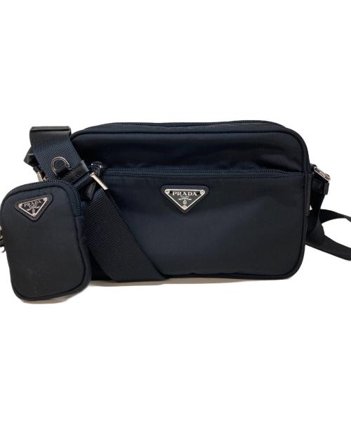 PRADA（プラダ）PRADA (プラダ) Re-nylon Xサフィアーノレザー ショルダーバッグ ブラックの古着・服飾アイテム