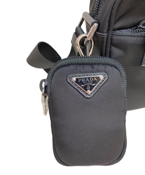 PRADA（プラダ）PRADA (プラダ) Re-nylon Xサフィアーノレザー ショルダーバッグ ブラックの古着・服飾アイテム
