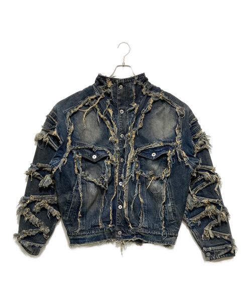 D5OVE（ダヴ）D5OVE (ダヴ) フリンジダメージデニムジャケット インディゴの古着・服飾アイテム
