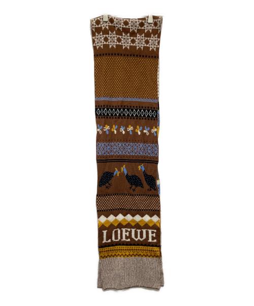 LOEWE（ロエベ）LOEWE (ロエベ) コラボウールブレンドマフラー ブラウンの古着・服飾アイテム