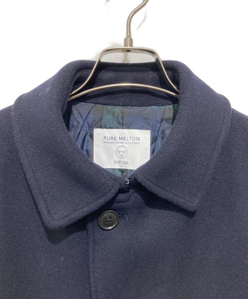 SHIPS any（シップスエニィ）SHIPS any (シップスエニィ) PURE WOOL MELTON シングル Pコート ネイビー サイズ:Lの古着・服飾アイテム