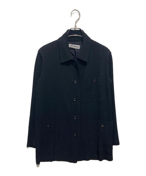 ISSEY MIYAKE（イッセイミヤケ）ISSEY MIYAKE (イッセイミヤケ) プリーツシャツジャケット ブラック サイズ:Mの古着・服飾アイテム