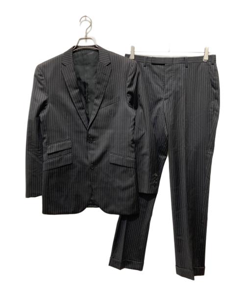 BLACK LABEL CRESTBRIDGE（ブラックレーベル クレストブリッジ）BLACK LABEL CRESTBRIDGE (ブラックレーベル クレストブリッジ) 2ピースストライプセットアップスーツ ブラック サイズ:38Rの古着・服飾アイテム