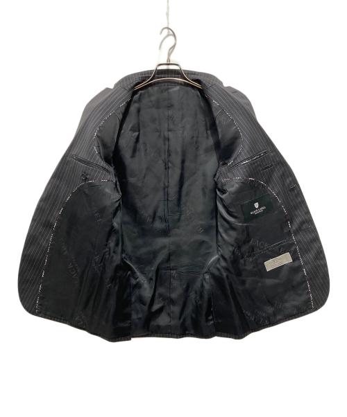 BLACK LABEL CRESTBRIDGE（ブラックレーベル クレストブリッジ）BLACK LABEL CRESTBRIDGE (ブラックレーベル クレストブリッジ) 2ピースストライプセットアップスーツ ブラック サイズ:38Rの古着・服飾アイテム