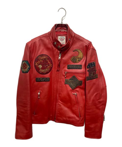 TEDMAN（テッドマン）TEDMAN (テッドマン) レザージャケット レッド サイズ:38の古着・服飾アイテム