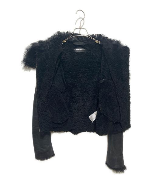 DIESEL（ディーゼル）DIESEL (ディーゼル) ムートンライダースジャケット/L-MARGOT JACKET ブラック サイズ:Ｓの古着・服飾アイテム