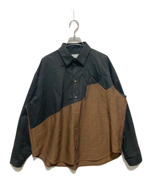 amachi.（アマチ）amachi. (アマチ) スウィッチングシャツ ブラック×ブラウン サイズ:4の古着・服飾アイテム
