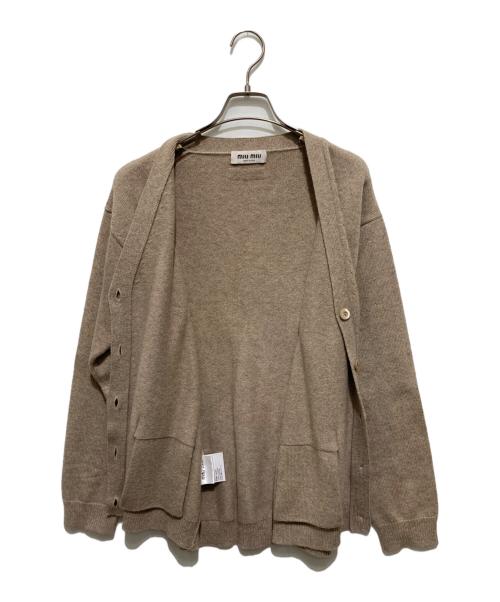 MIU MIU（ミュウミュウ）MIU MIU (ミュウミュウ) カシミヤ100 Vネックカーディガン ブラウン サイズ:38の古着・服飾アイテム