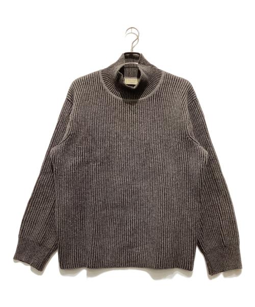 maison kitsune（メゾンキツネ）MAISON KITSUNE (メゾンキツネ) RIBBED PULLOVER ハイネックニット /  DM00511KT1006 グレー サイズ:Lの古着・服飾アイテム