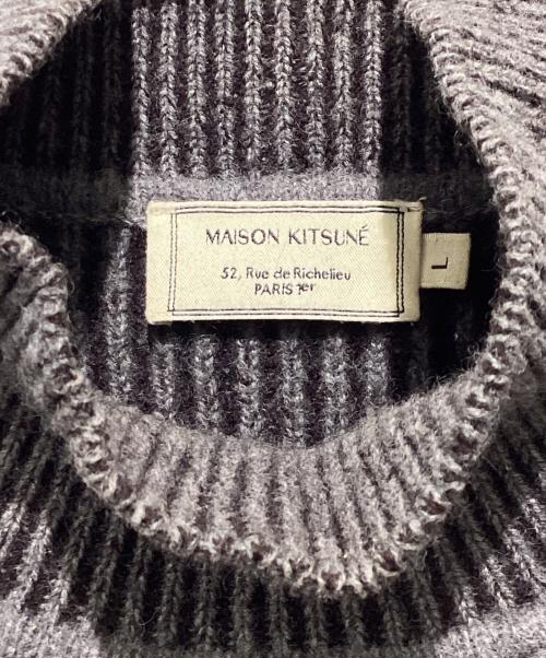 maison kitsune（メゾンキツネ）MAISON KITSUNE (メゾンキツネ) RIBBED PULLOVER ハイネックニット /  DM00511KT1006 グレー サイズ:Lの古着・服飾アイテム