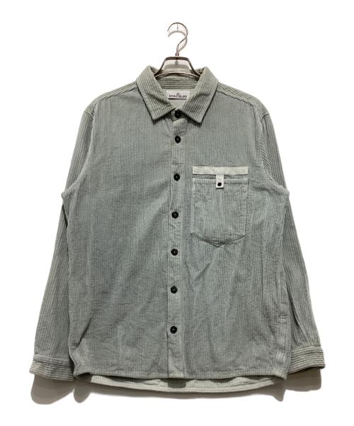 STONE ISLAND（ストーンアイランド）STONE ISLAND (ストーンアイランド) Corduroy Full Button Spell Out Overshirt / コーデュロイフルボタンスペルアウトオーバーシャツ / 771511811 グリーン サイズ:XLの古着・服飾アイテム