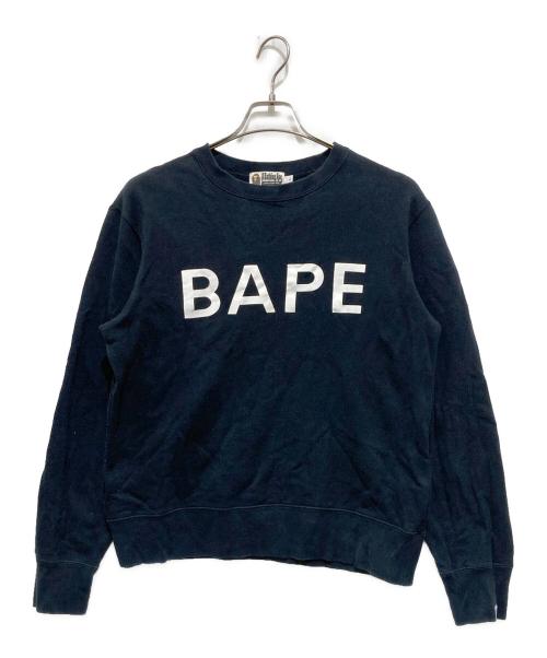 A BATHING APE（アベイシングエイプ）A BATHING APE (アベイシングエイプ) BAPEロゴ スウェットシャツ ブラック サイズ:Lの古着・服飾アイテム