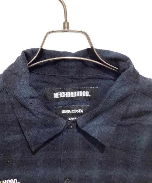 NEIGHBORHOOD.（ネイバーフッド）NEIGHBORHOOD. (ネイバーフッド) WIND AND SEA (ウィンダンシー) コラボチェックシャツ ネイビー サイズ:Lの古着・服飾アイテム
