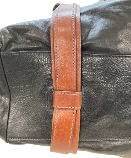 PRADA（プラダ）PRADA (プラダ) レザートートバッグ ブラック×ブラウン（NERO/TEAK）の古着・服飾アイテム