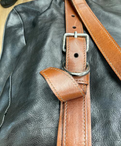PRADA（プラダ）PRADA (プラダ) レザートートバッグ ブラック×ブラウン（NERO/TEAK）の古着・服飾アイテム