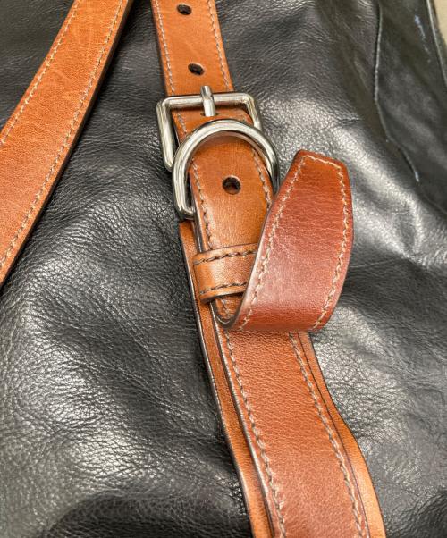 PRADA（プラダ）PRADA (プラダ) レザートートバッグ ブラック×ブラウン（NERO/TEAK）の古着・服飾アイテム