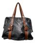 PRADA (プラダ) レザートートバッグ ブラック×ブラウン（NERO/TEAK）：70000円
