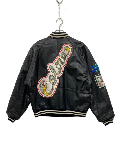 USED（ユーズド）USED (ユーズド) ワッペンレザースタジャン ブラック サイズ:Lの古着・服飾アイテム