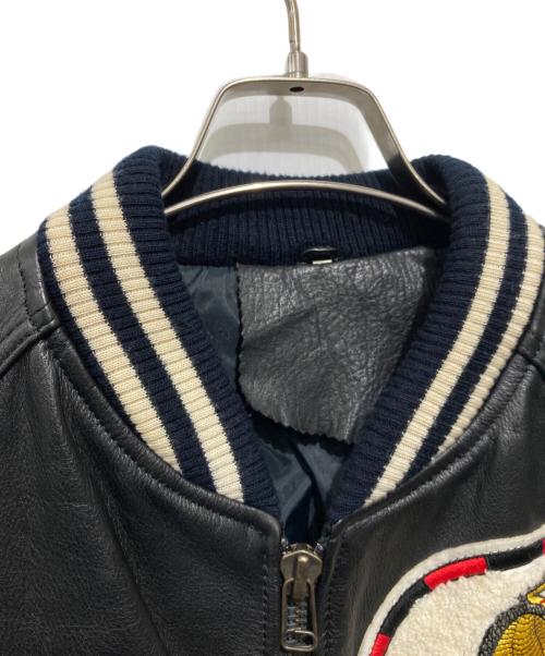 USED（ユーズド）USED (ユーズド) ワッペンレザースタジャン ブラック サイズ:Lの古着・服飾アイテム